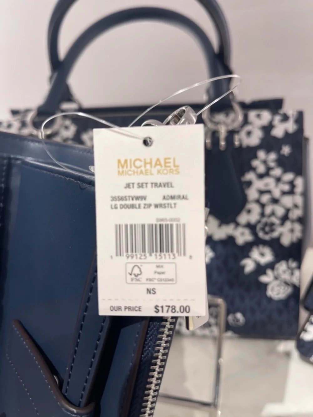 MICHAEL KORS Jet Set Travel Large Double Zip Printed Signature Logo Wristlet Wal